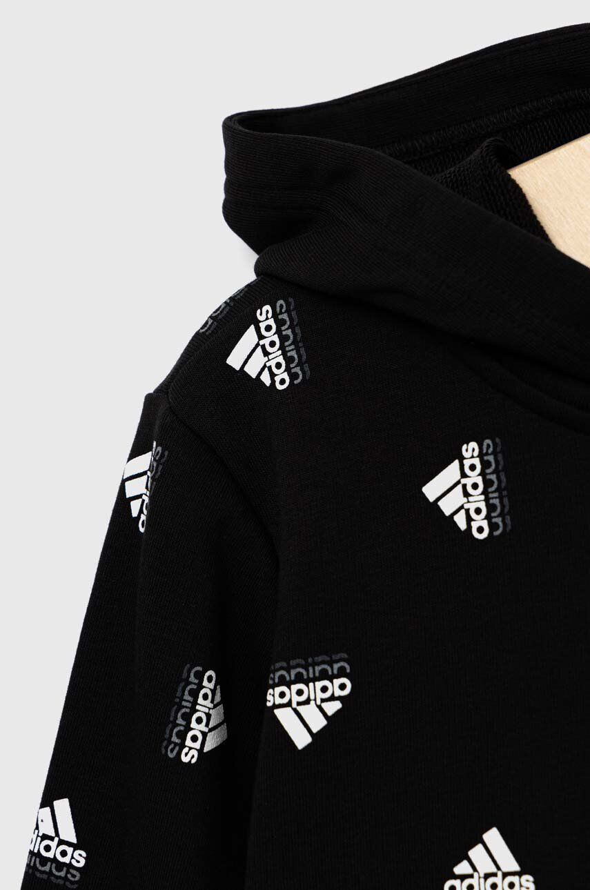 adidas Dětská mikina U BLUV HD černá barva s kapucí vzorovaná - Pepit.cz