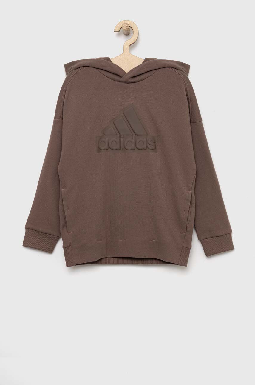 adidas Dětská mikina U FI hnědá barva s kapucí s aplikací - Pepit.cz