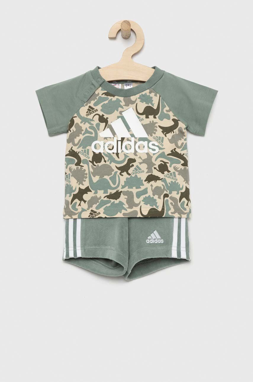 adidas Dětská souprava I AOP CO T SET zelená barva - Pepit.cz