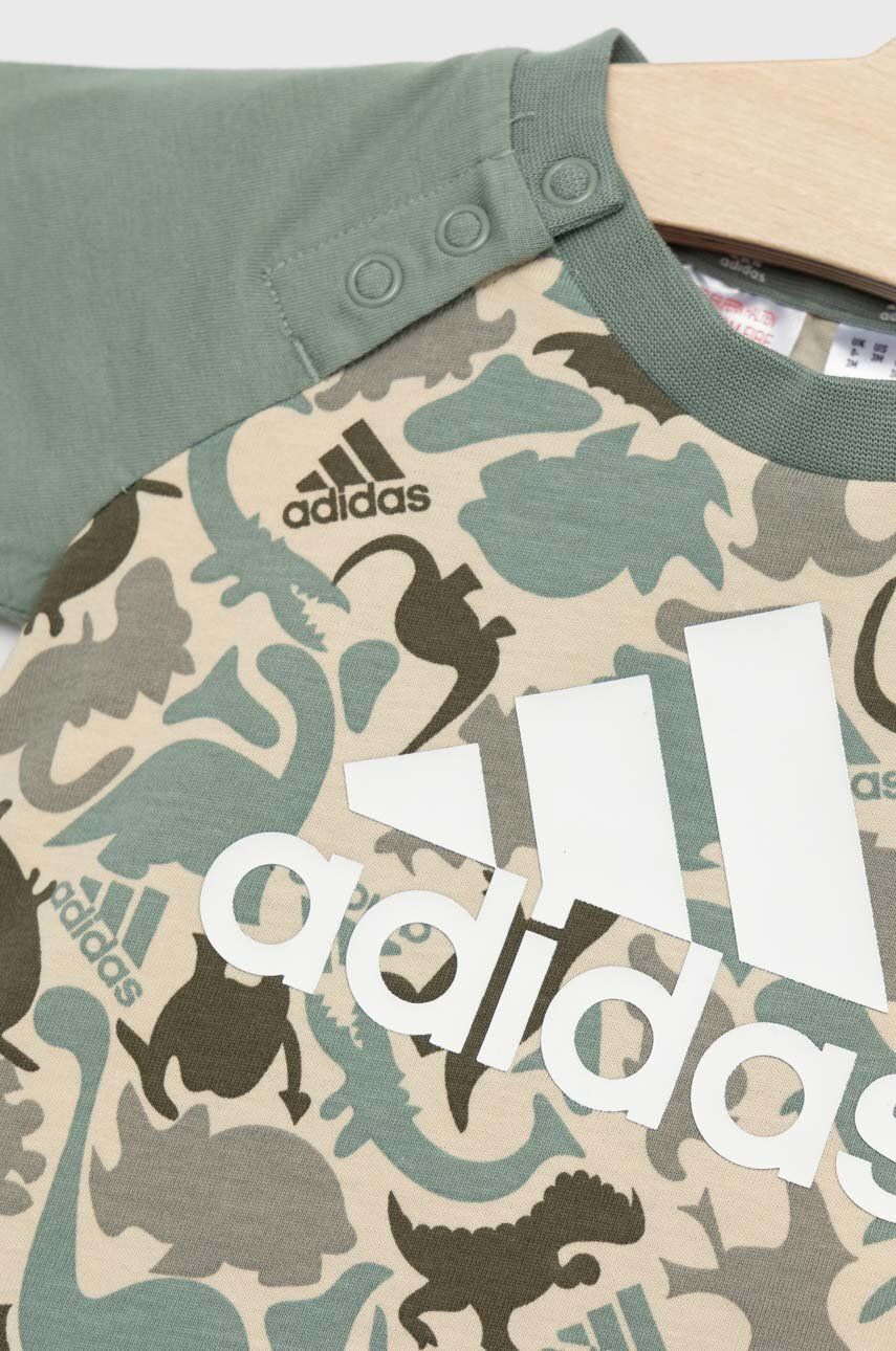 adidas Dětská souprava I AOP CO T SET zelená barva - Pepit.cz