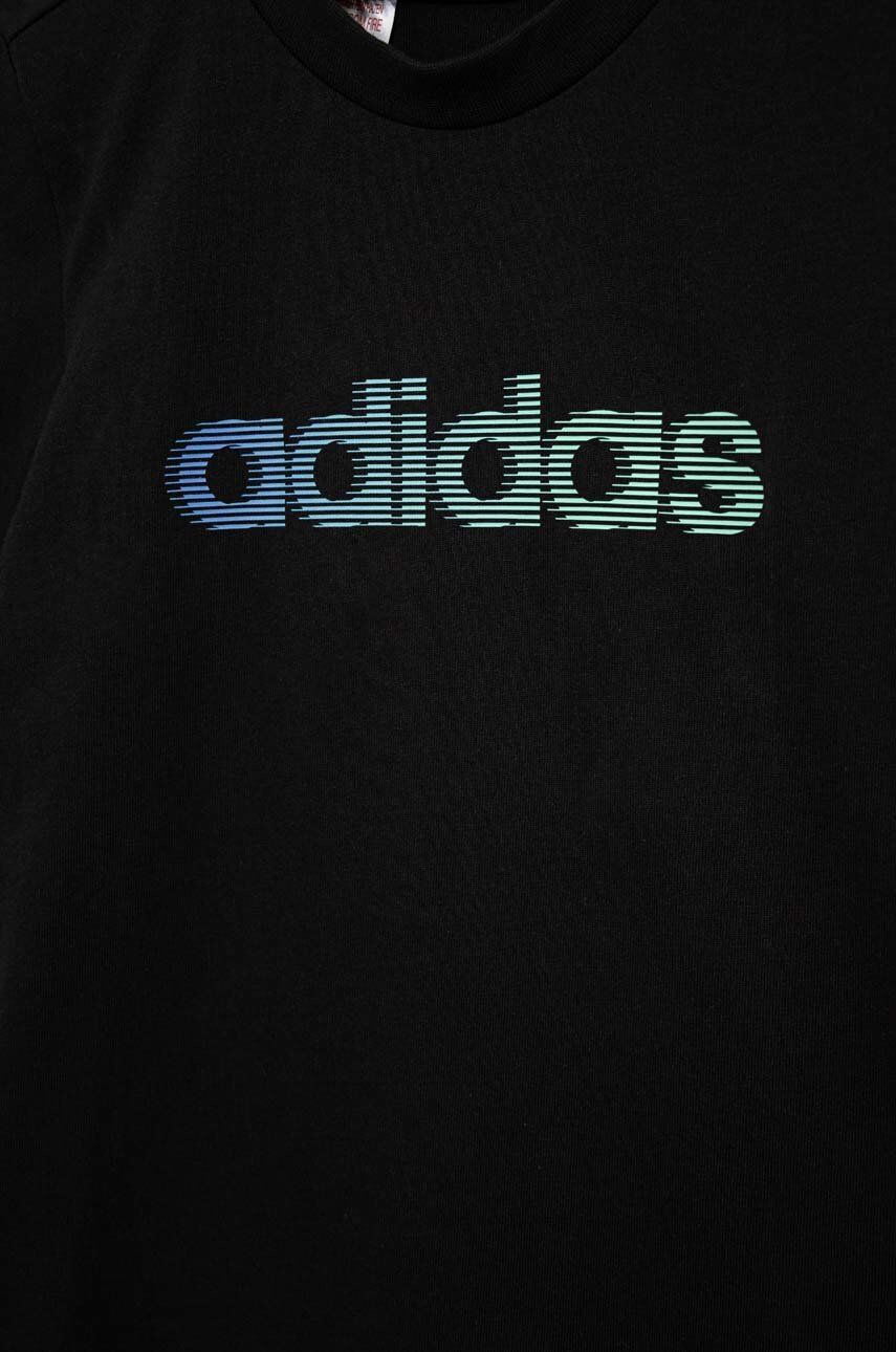 adidas Dětské bavlněné tričko černá barva s potiskem - Pepit.cz