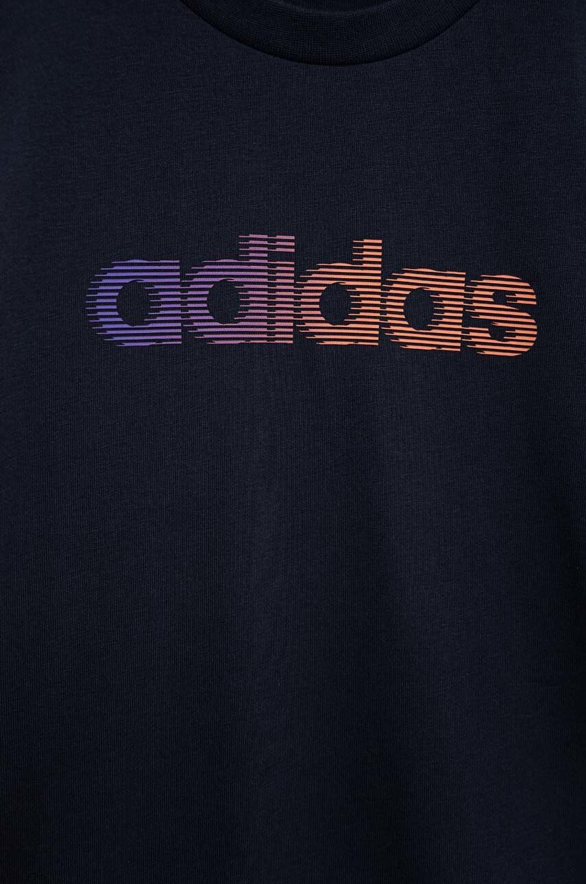 adidas Dětské bavlněné tričko tmavomodrá barva s potiskem - Pepit.cz