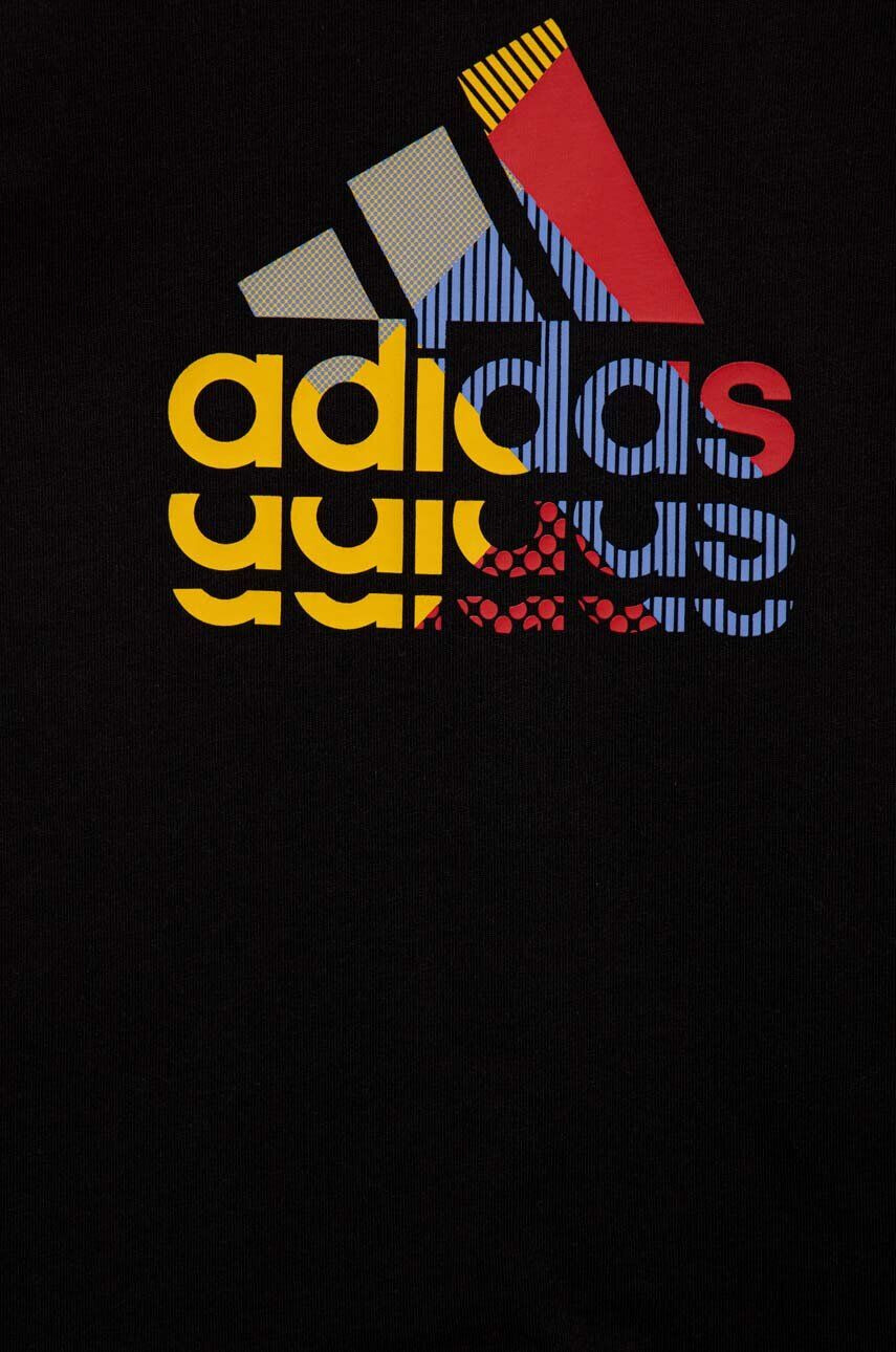 adidas Dětské bavlněné tričko černá barva s potiskem - Pepit.cz