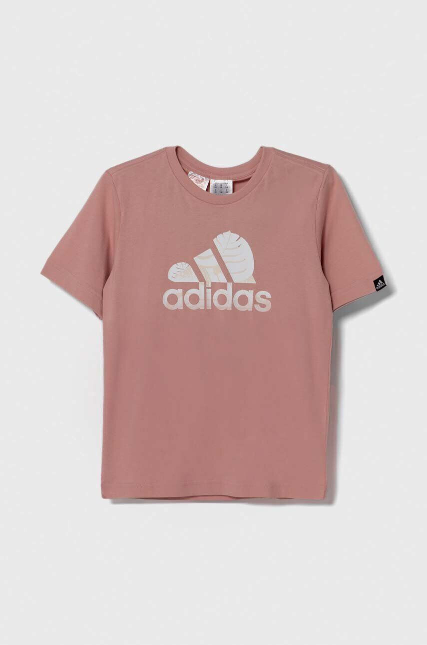 adidas Dětské bavlněné tričko růžová barva - Pepit.cz