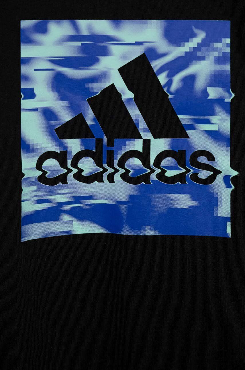 adidas Dětské bavlněné tričko černá barva s potiskem - Pepit.cz