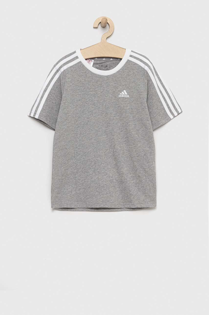 adidas Dětské bavlněné tričko G 3S BF šedá barva - Pepit.cz