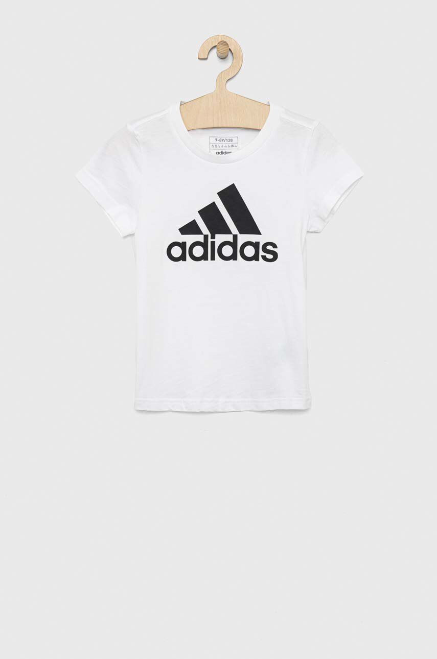 adidas Dětské bavlněné tričko G BL bílá barva - Pepit.cz