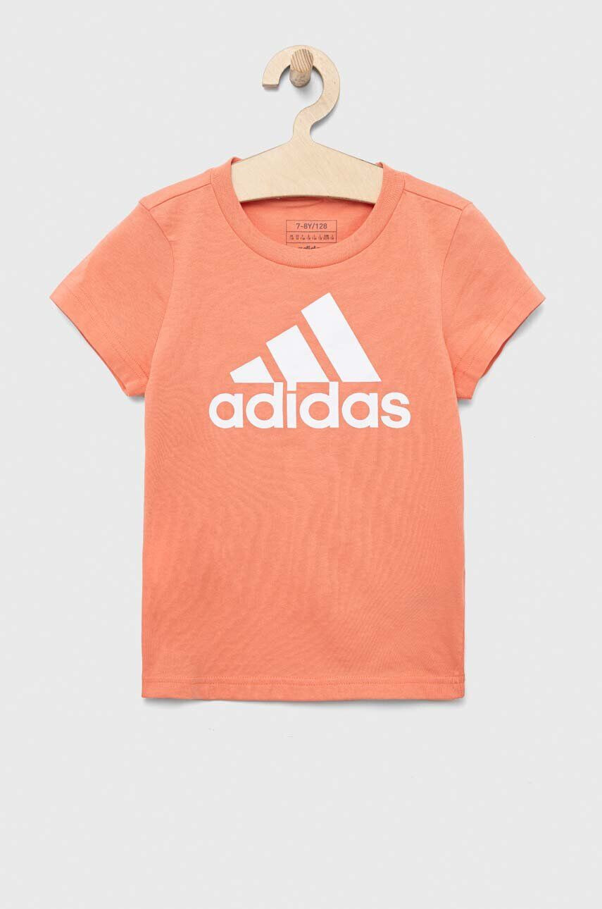 adidas Dětské bavlněné tričko G BL oranžová barva - Pepit.cz