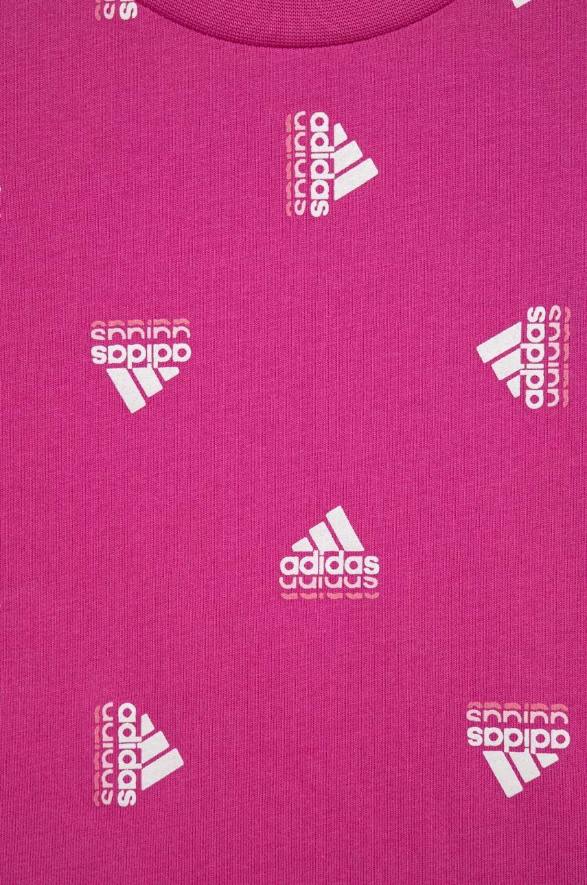 adidas Dětské bavlněné tričko G BLUV fialová barva - Pepit.cz