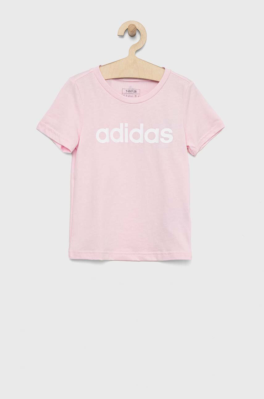 adidas Dětské bavlněné tričko G LIN růžová barva - Pepit.cz