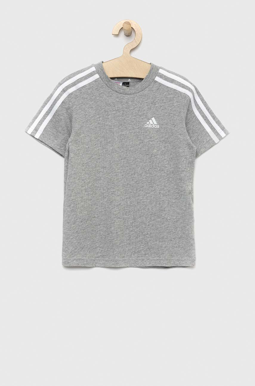 adidas Dětské bavlněné tričko LK 3S CO šedá barva - Pepit.cz