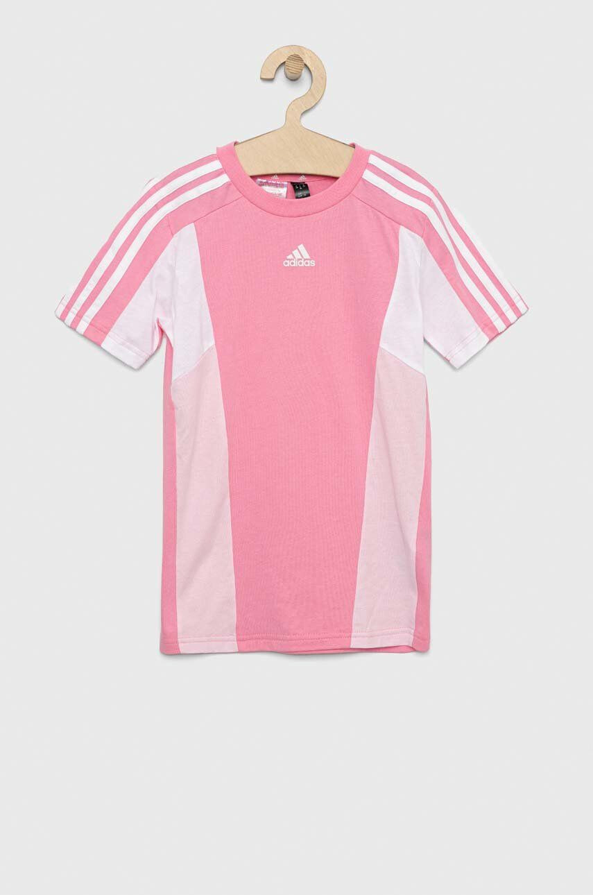 adidas Dětské bavlněné tričko LK CB CO TEE růžová barva - Pepit.cz