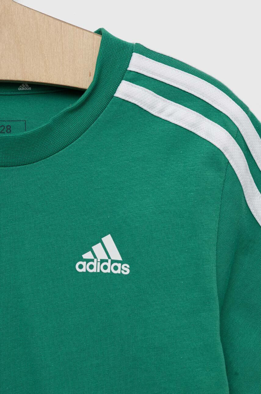 adidas Dětské bavlněné tričko U 3S zelená barva s aplikací - Pepit.cz