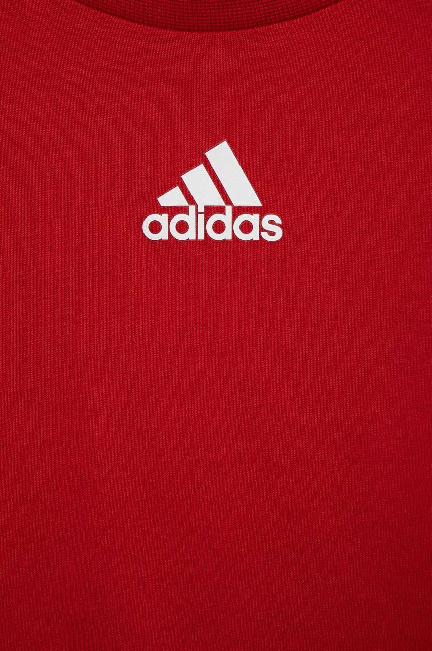 adidas Dětské bavlněné tričko U 3S CB TEE červená barva - Pepit.cz