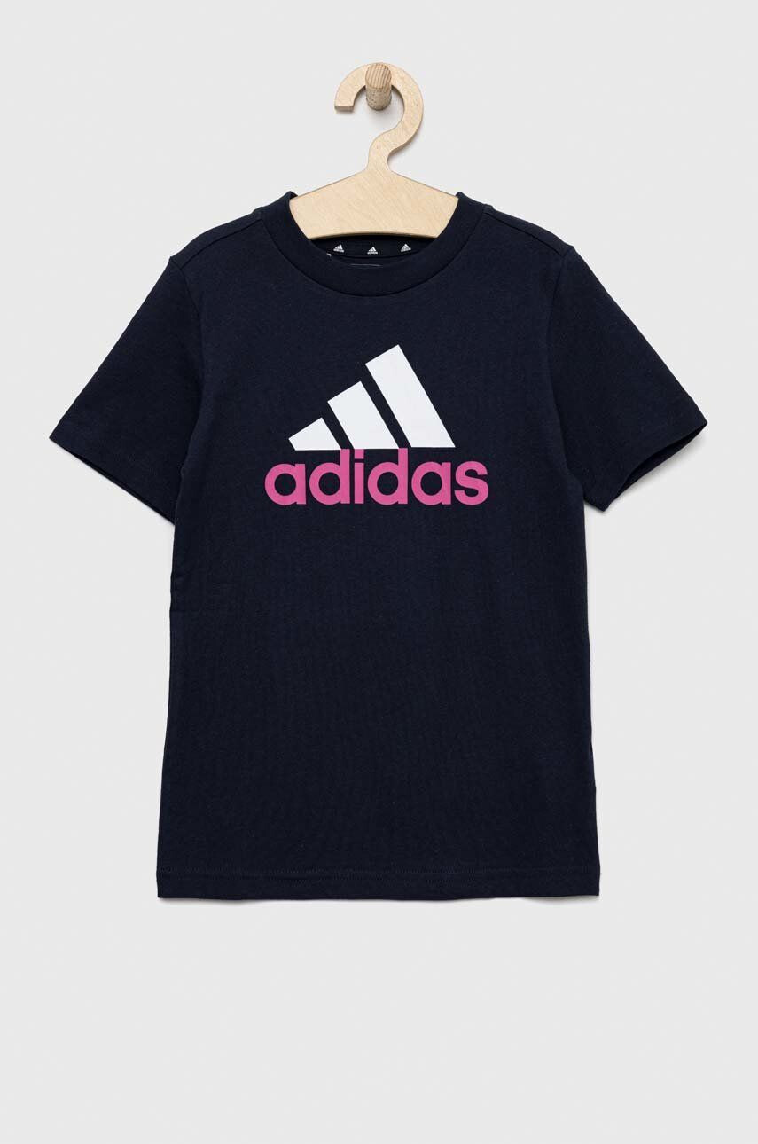 adidas Dětské bavlněné tričko U BL 2 TEE tmavomodrá barva s potiskem - Pepit.cz