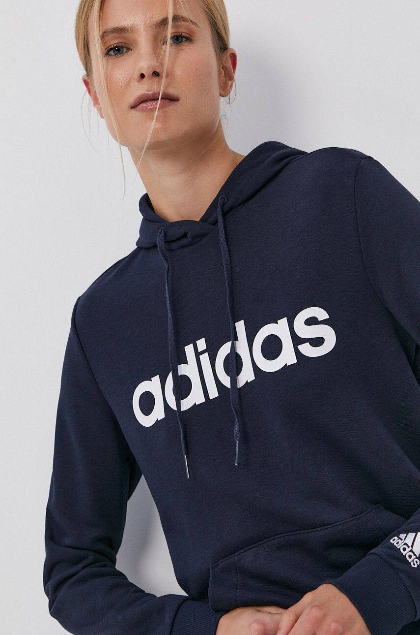 adidas Mikina H07797 dámská tmavomodrá barva s potiskem - Pepit.cz