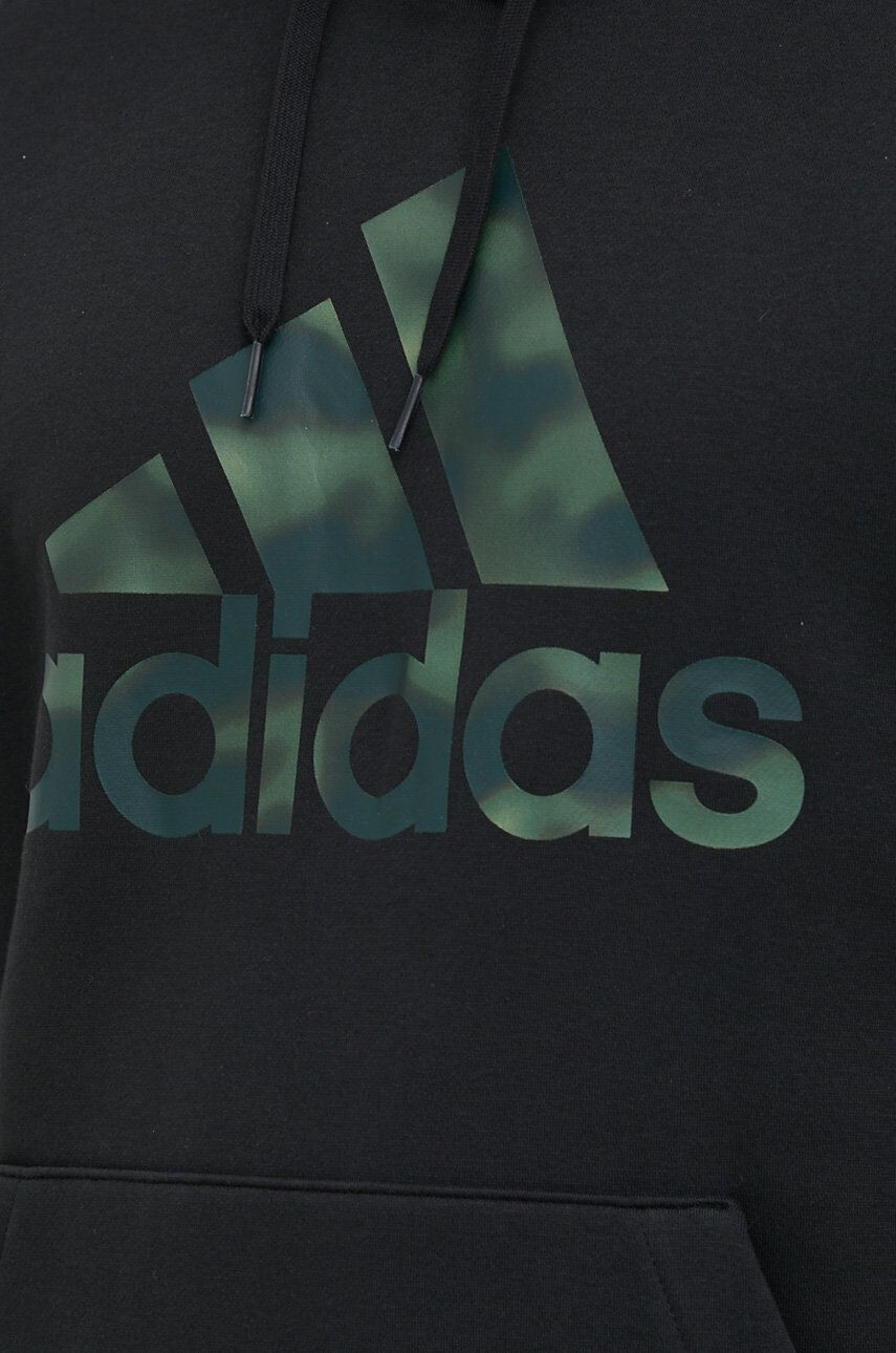 adidas Mikina pánská černá barva s kapucí s potiskem - Pepit.cz