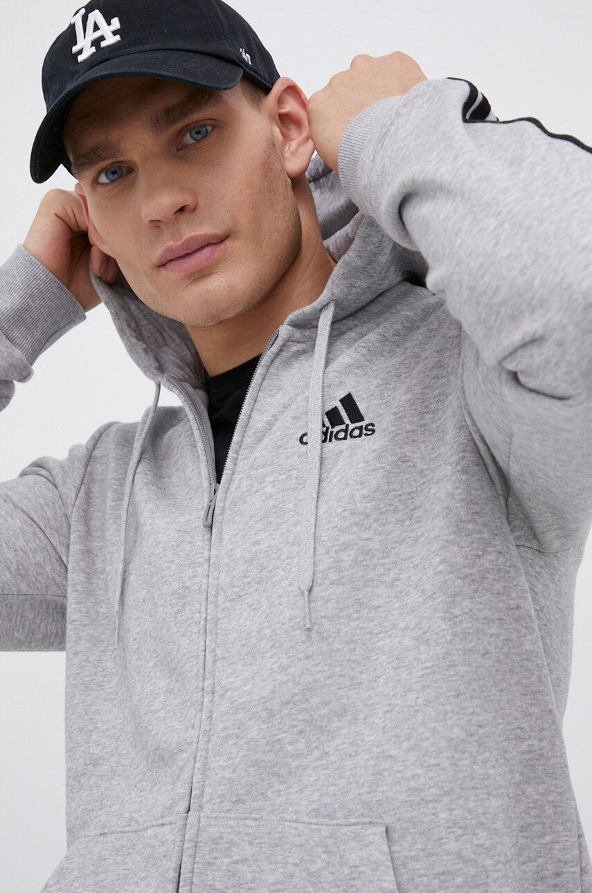 adidas Mikina HB0041 pánská šedá barva s aplikací - Pepit.cz