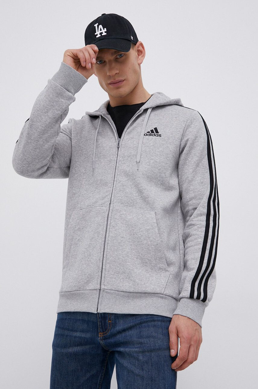 adidas Mikina HB0041 pánská šedá barva s aplikací - Pepit.cz