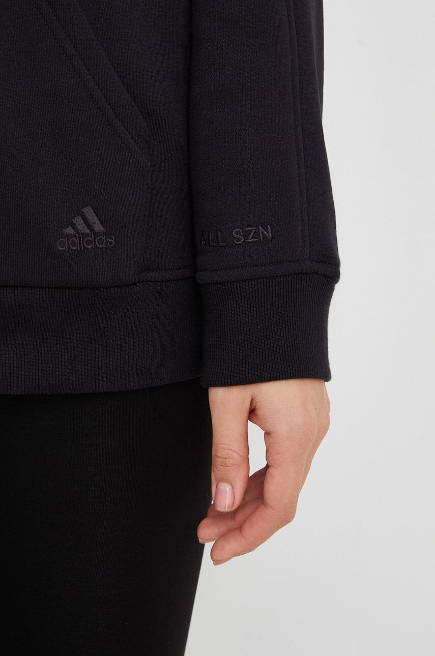 adidas Mikina dámská černá barva s kapucí hladká - Pepit.cz