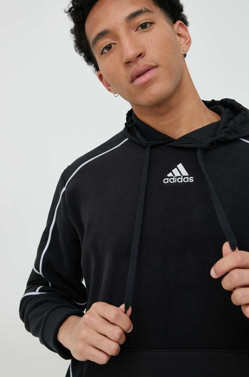 adidas Mikina pánská černá barva s kapucí hladká - Pepit.cz