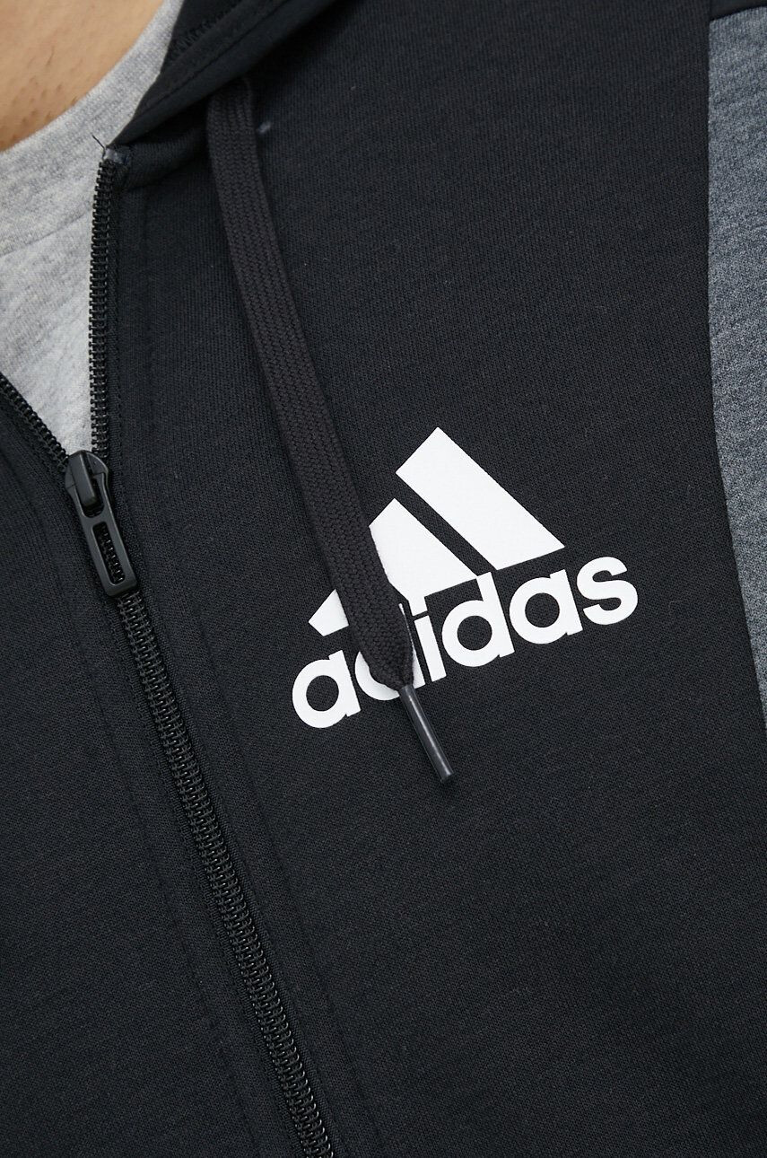 adidas Mikina pánská černá barva s kapucí vzorovaná - Pepit.cz