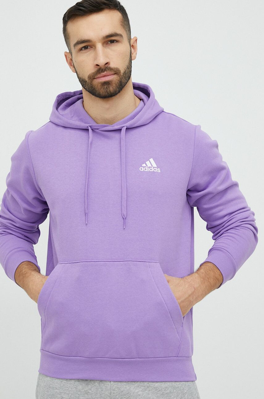 adidas Mikina pánská fialová barva s kapucí s potiskem - Pepit.cz