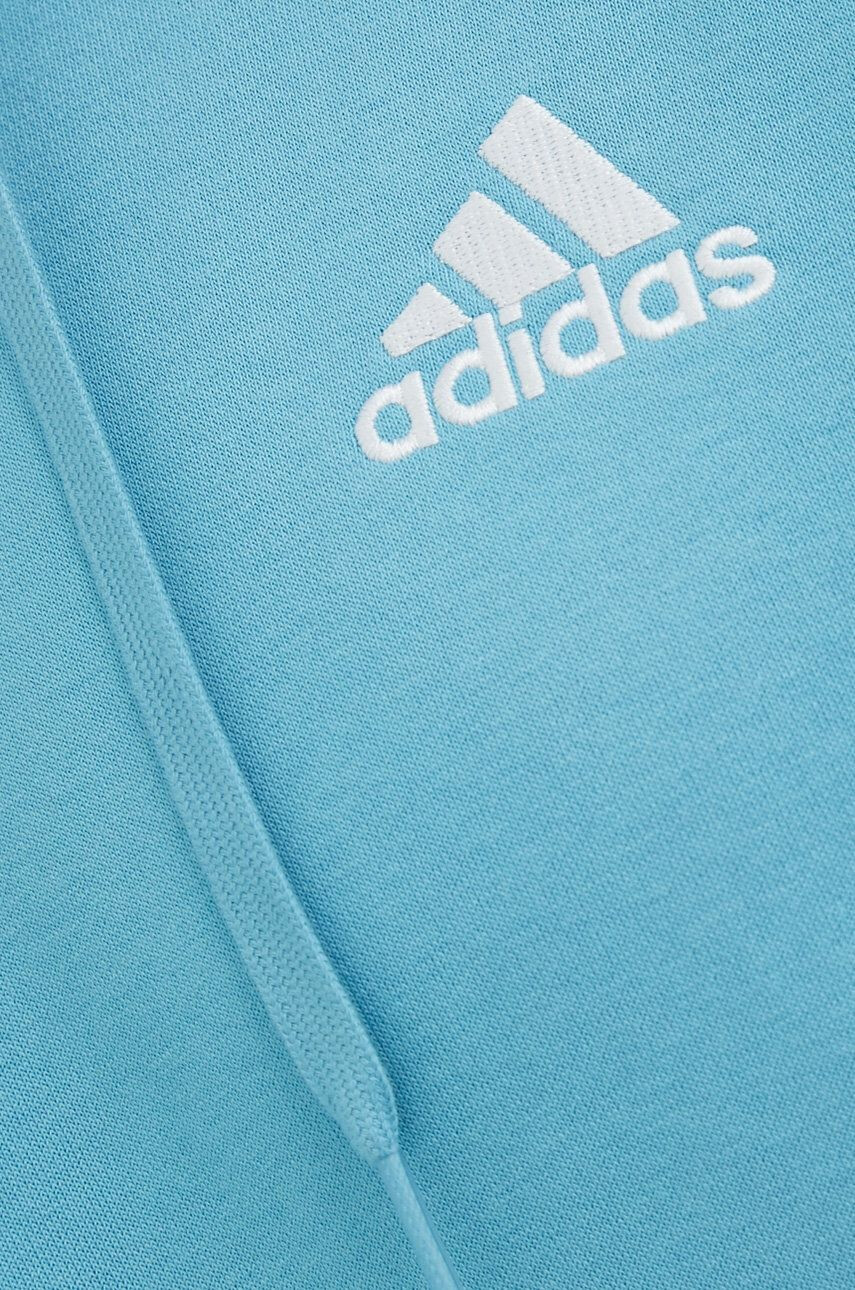 adidas Mikina pánská tyrkysová barva s kapucí s aplikací - Pepit.cz