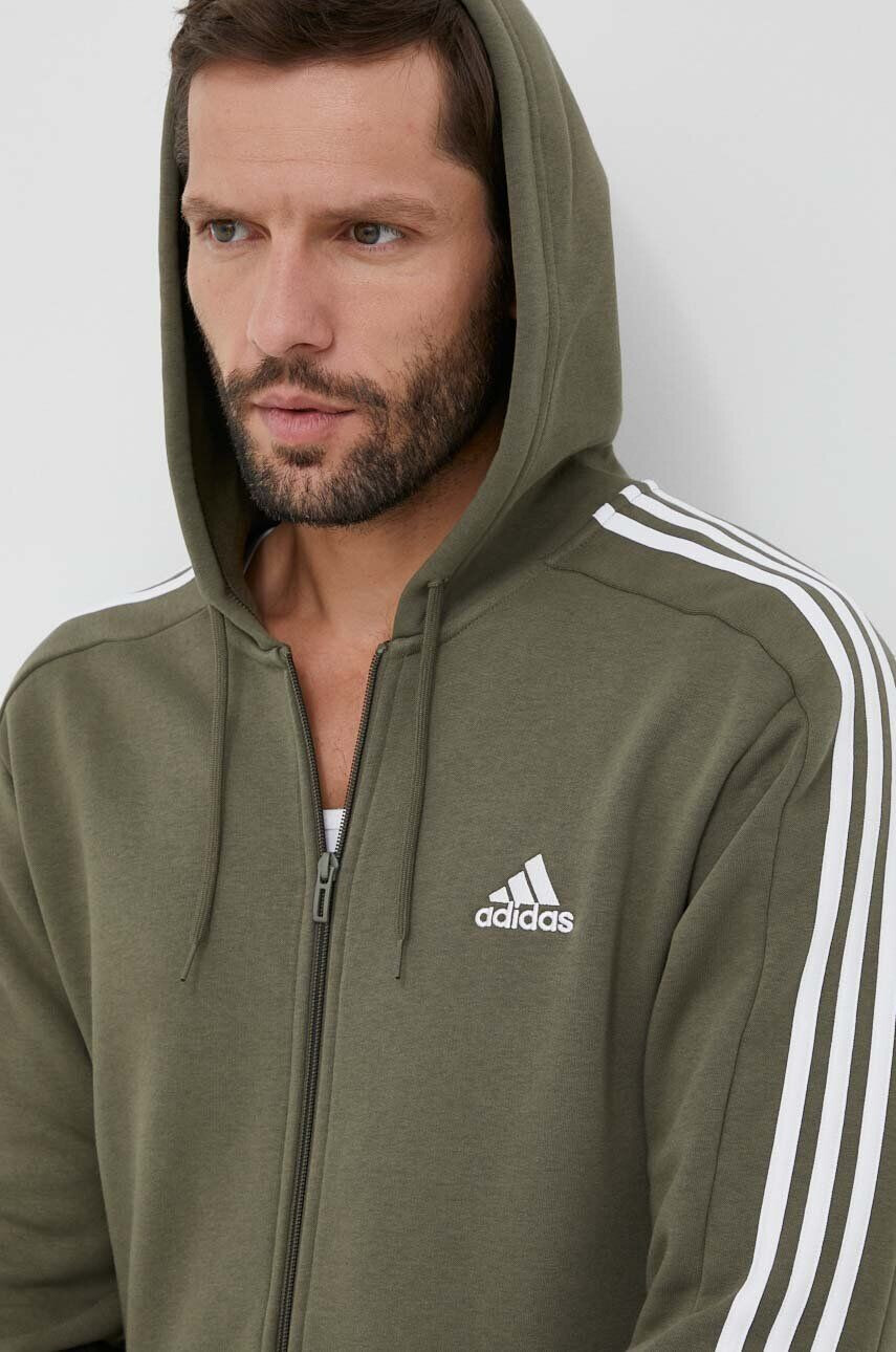 adidas Mikina pánská zelená barva s kapucí s aplikací - Pepit.cz