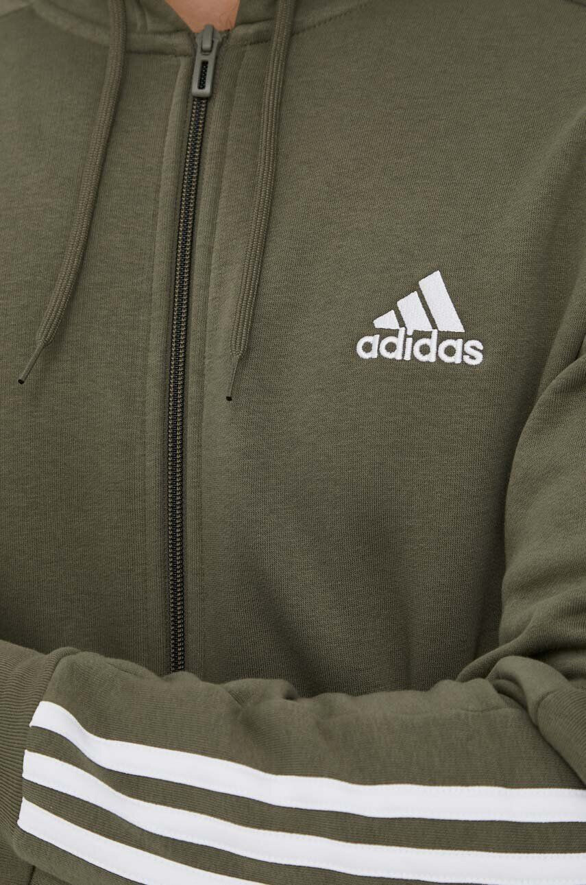 adidas Mikina pánská zelená barva s kapucí s aplikací - Pepit.cz