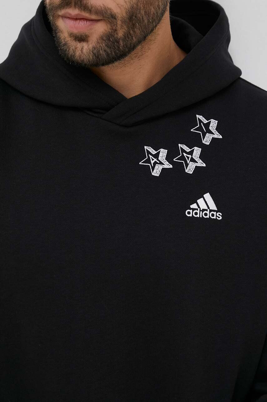 adidas Mikina pánská černá barva s kapucí s aplikací - Pepit.cz