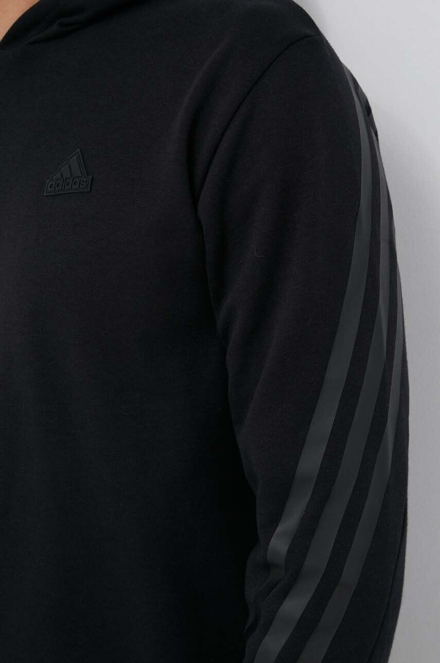 adidas Mikina pánská černá barva s kapucí s potiskem - Pepit.cz