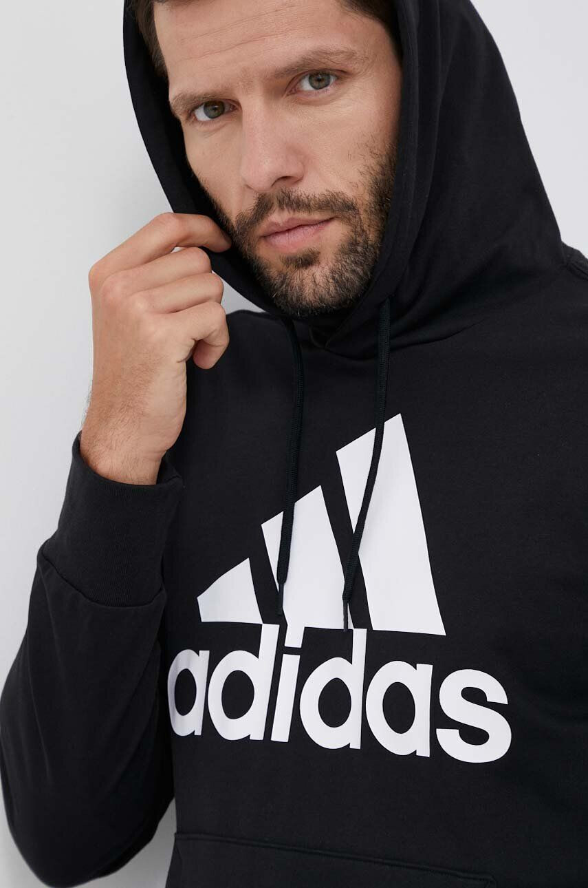 adidas Mikina pánská černá barva s kapucí s potiskem - Pepit.cz