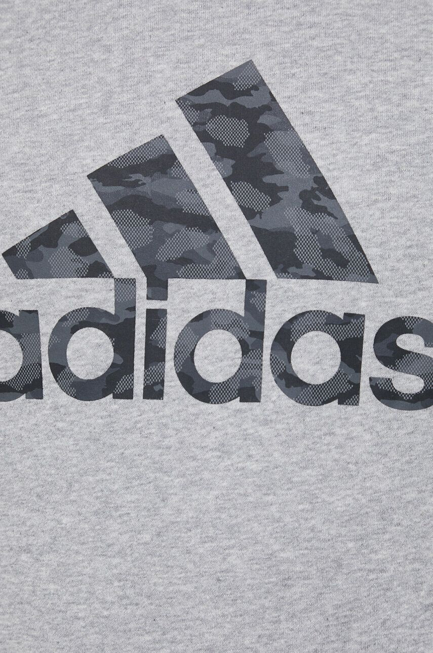 adidas Mikina pánská šedá barva s kapucí s potiskem - Pepit.cz