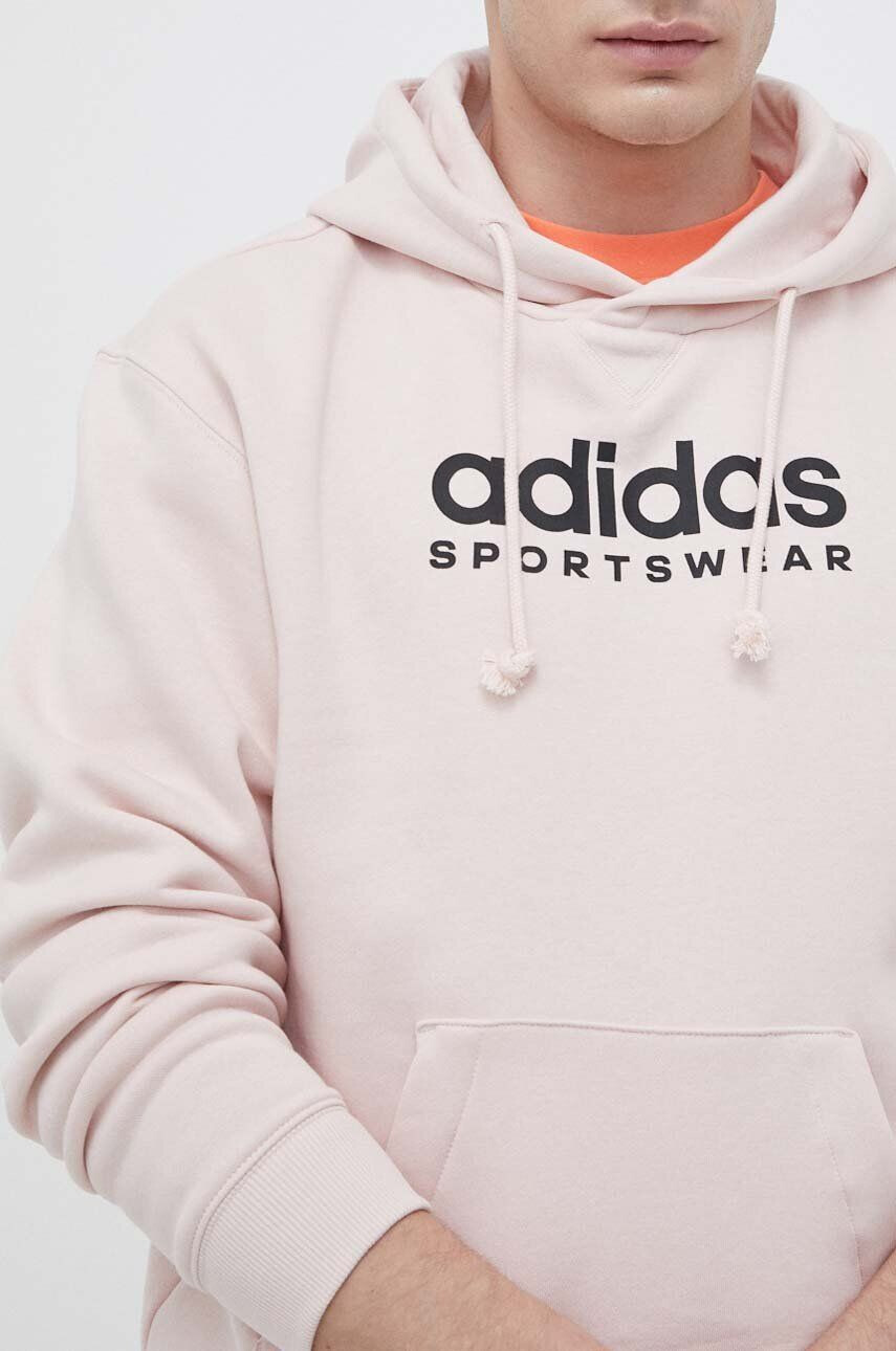 adidas Mikina pánská růžová barva s kapucí s potiskem - Pepit.cz