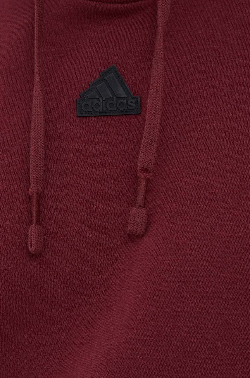 adidas Mikina pánská vínová barva s kapucí hladká - Pepit.cz