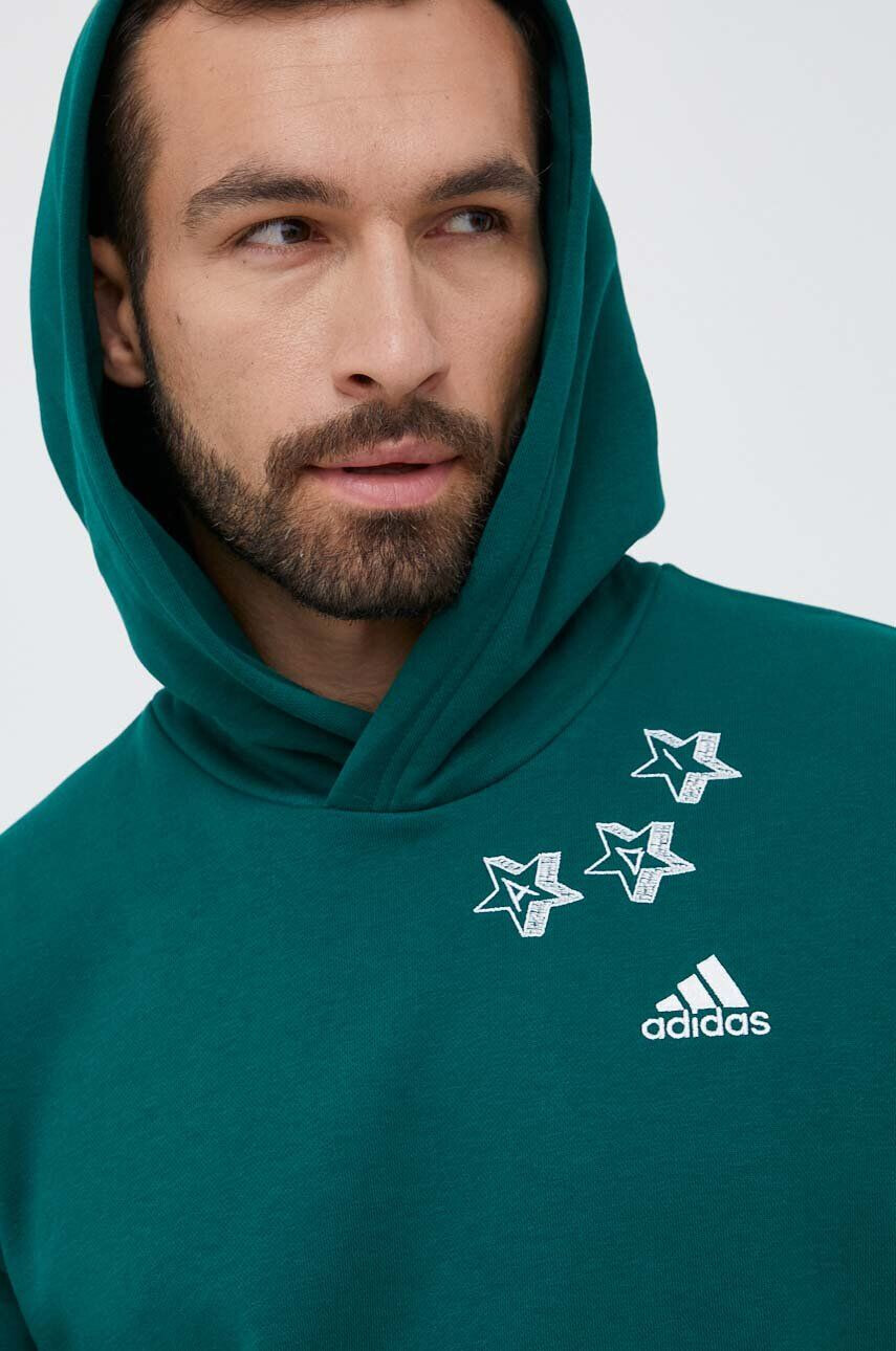 adidas Mikina pánská zelená barva s kapucí s aplikací - Pepit.cz