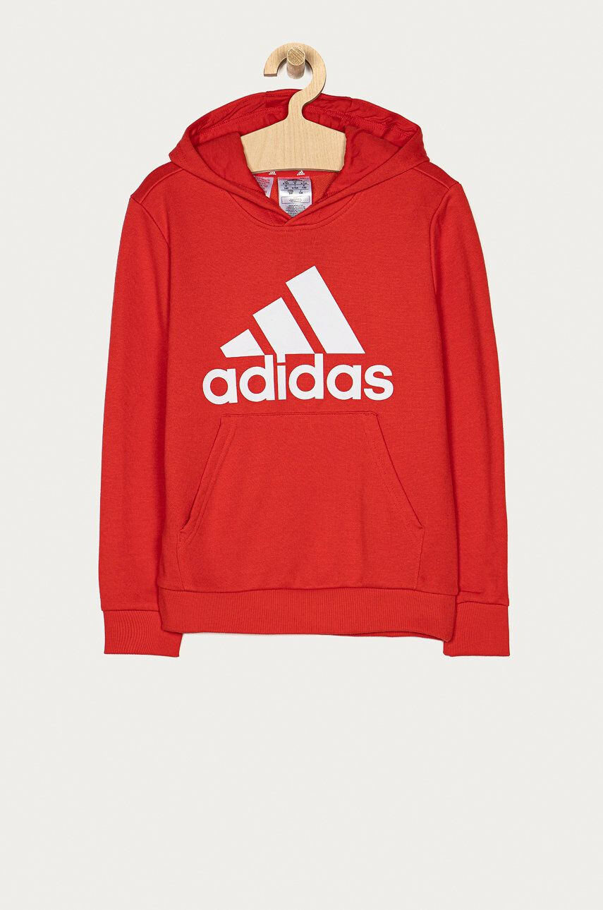 adidas Mikina GN4037 červená barva s potiskem - Pepit.cz