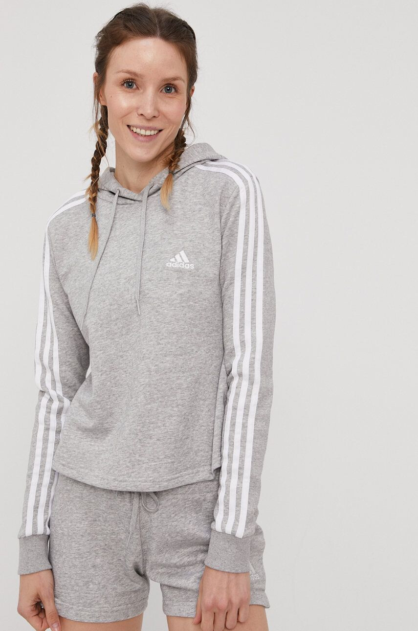 adidas Mikina pánská šedá barva melanžová - Pepit.cz