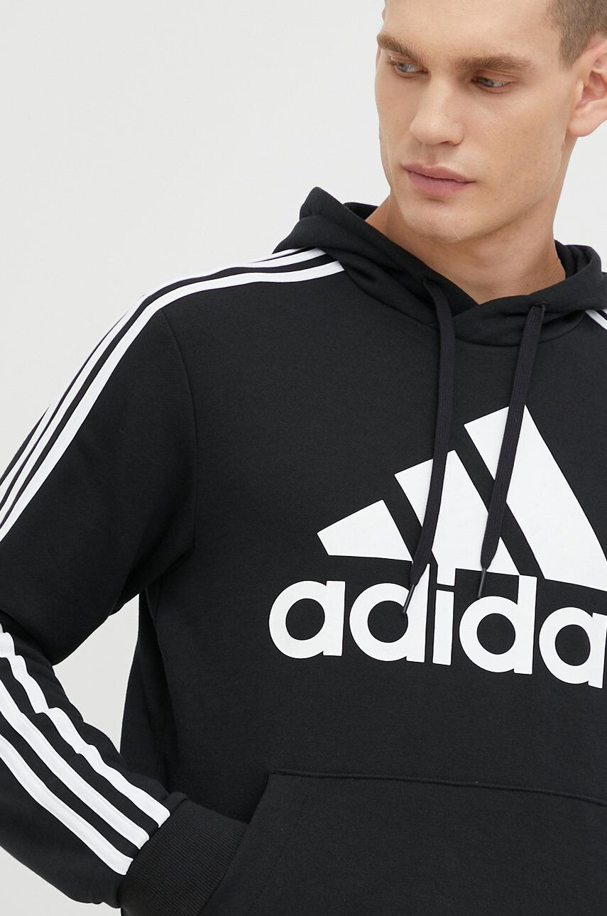 adidas Mikina pánská černá barva s potiskem - Pepit.cz