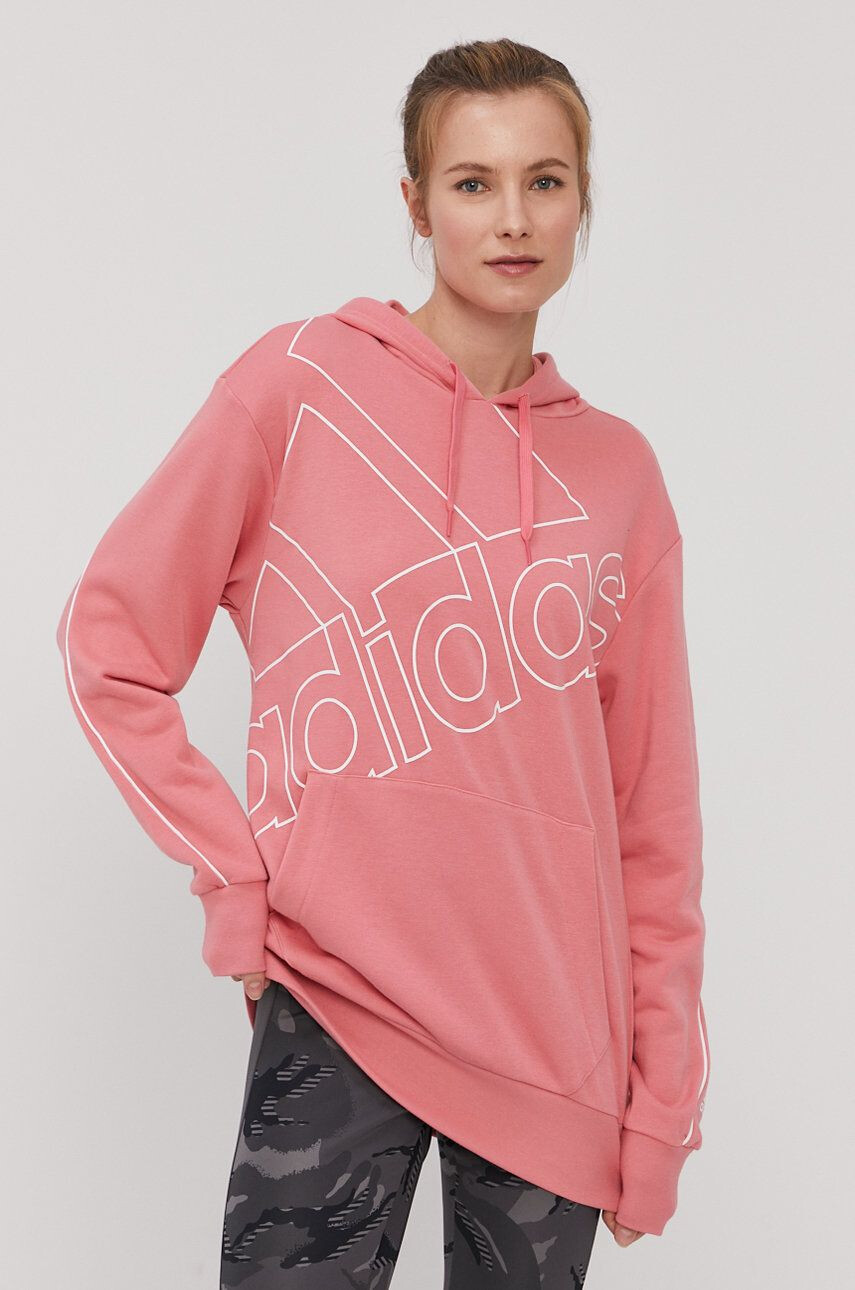 adidas Mikina dámská růžová barva s potiskem - Pepit.cz