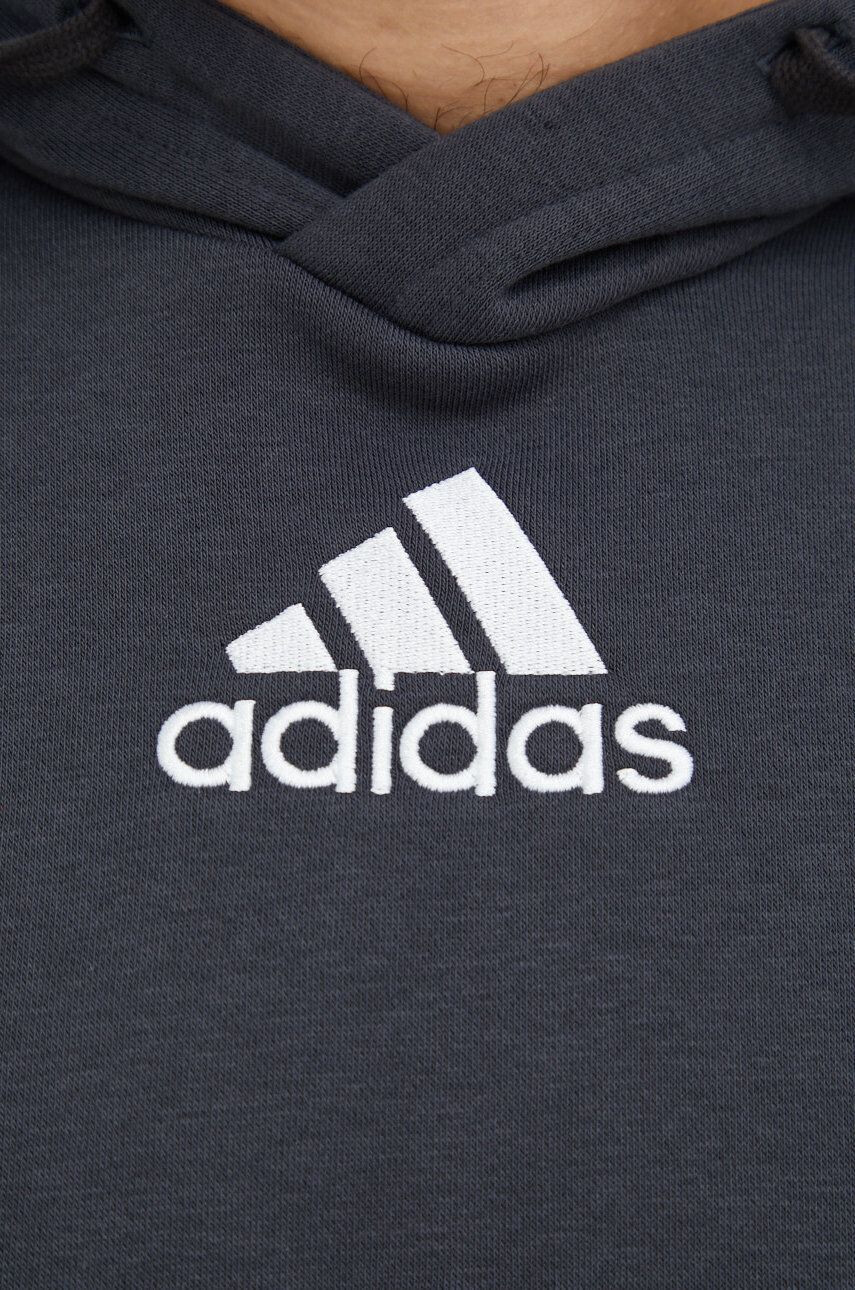 adidas Mikina pánská šedá barva s kapucí hladká - Pepit.cz