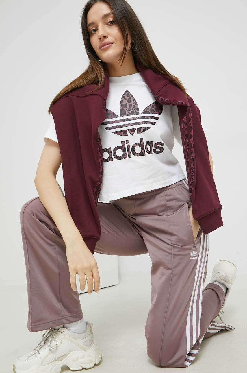 adidas Originals Bavlněná mikina dámská fialová barva s kapucí hladká - Pepit.cz