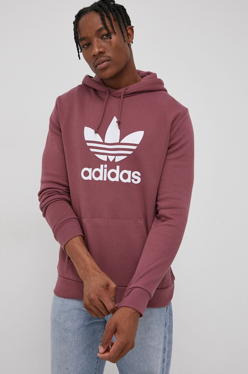 adidas Originals Bavlněná mikina HE9498 pánská růžová barva s potiskem - Pepit.cz