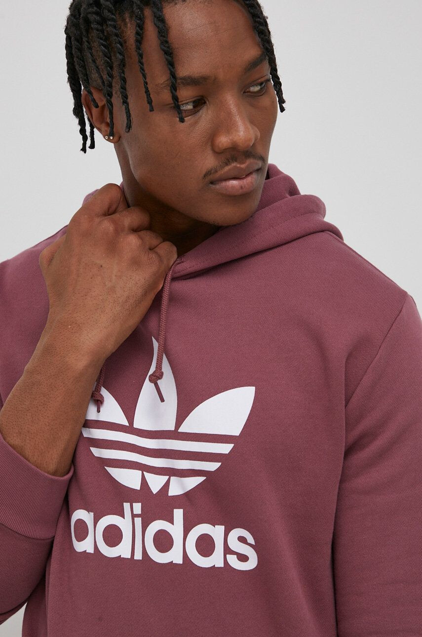 adidas Originals Bavlněná mikina HE9498 pánská růžová barva s potiskem - Pepit.cz