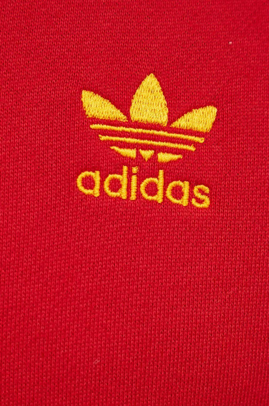 adidas Originals Bavlněná mikina pánská červená barva s kapucí s aplikací - Pepit.cz