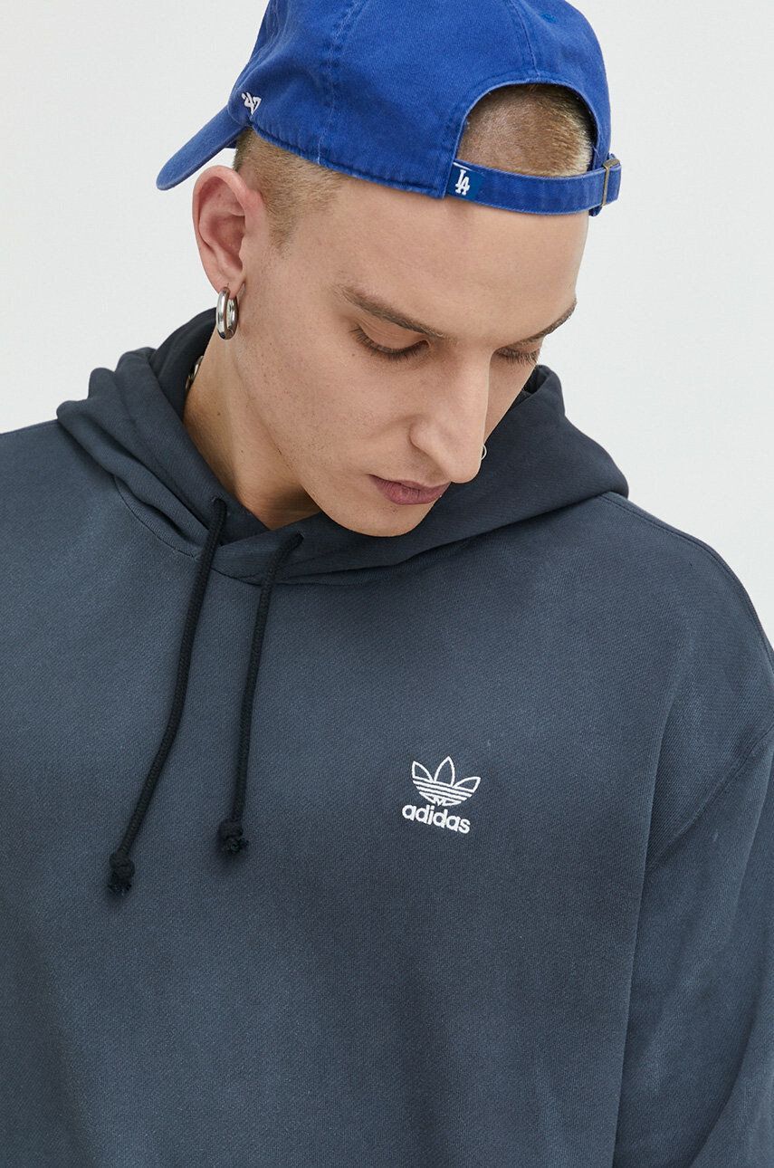 adidas Originals Bavlněná mikina pánská šedá barva s kapucí s aplikací - Pepit.cz