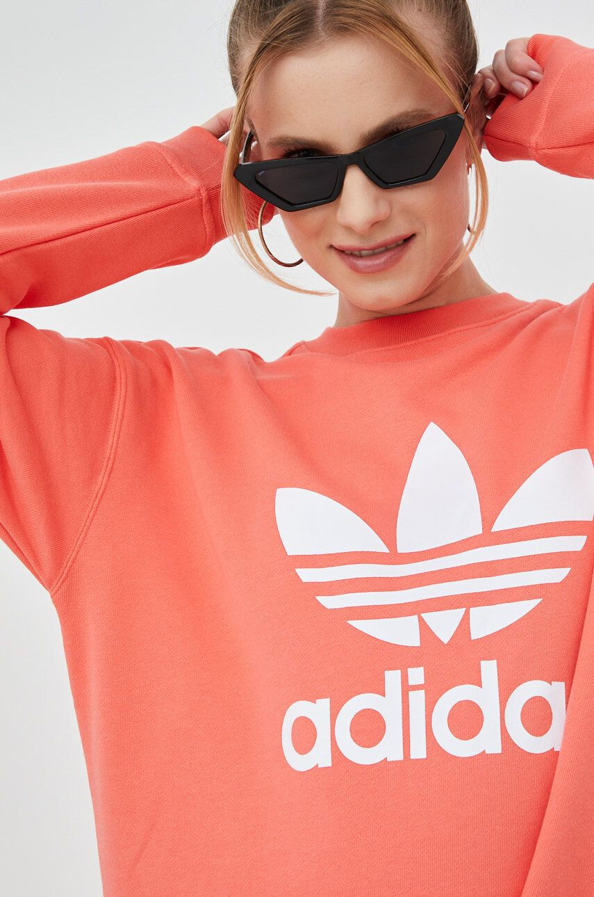 adidas Originals Bavlněná mikina HE9537 dámská oranžová barva s potiskem - Pepit.cz