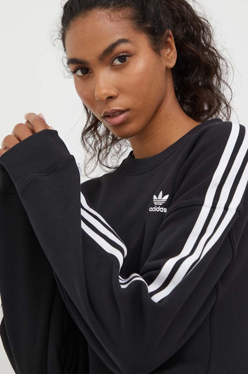 adidas Originals Bavlněná mikina dámská černá barva s aplikací - Pepit.cz