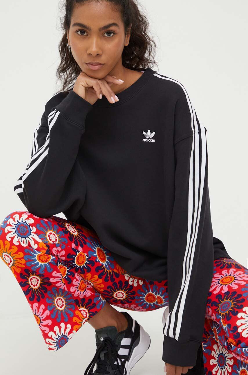 adidas Originals Bavlněná mikina dámská černá barva s aplikací - Pepit.cz